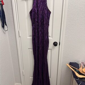 Elegant Purple Sequin Evening Gown